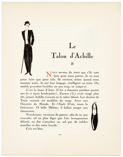 Le Talon d'Achille, 1923 - Pierre Mourgue, L’Élégance Masculine — La Chaussure. La Gazette du Bon Ton, n°3, Texte par J.-N. Faure-Biguet, 4 pages