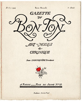 Gazette du Bon Ton, 1924 n°6, 1924 - (Complete issue) Numéro complet de ses 8 planches — Barbier, Lepape, Thayaht, Marty, Brissaud, Chastel