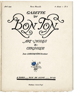 Gazette du Bon Ton, 1924 n°8, 1924 - (Complete issue) Numéro complet de ses 6 planches — Barbier, Lepape, Thayaht, Marty, Ch. Martin, Chastel, 46 pages