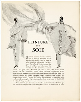 Peinture sur Soie, 1923 - Pierre Mourgue, Tissus de Ducharne. Silk, Textile Design. La Gazette du Bon Ton, n°4, Texte par de Vaudreuil, 4 pages