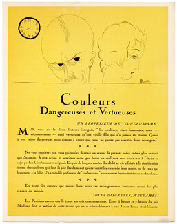 Couleurs Dangereuses et Vertueuses, 1923 - Charles Martin. La Gazette du Bon Ton, n°5, Text by George Cecil, 4 pages