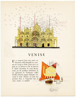 Venise, 1923 - A. E. Marty, Venice, Casanova, Carnival, Saint Marc. La Gazette du Bon Ton, n°5, Texte par George Barbier, 4 pages
