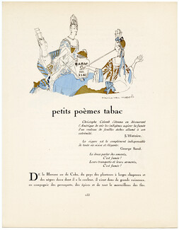 Petits Poèmes Tabac, 1924 - Maurice Van Moppès. La Gazette du Bon Ton, n°6, Texte par Denise Van Moppès, 4 pages