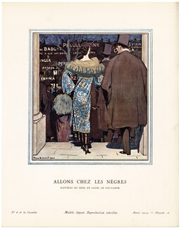 Allons Chez Les Nègres, 1924 - Pierre Brissaud Manteau du soir, en lamé de Ducharne. La Gazette du Bon Ton, n°6 — Planche 26
