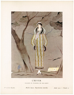 L'Hiver, 1924 - Charles Martin, Tailleur en fourrure, de Max-Leroy. La Gazette du Bon Ton, n°6 — Planche 27