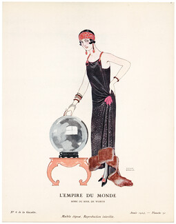 L’Empire du Monde, 1924 - George Barbier, Robe du soir, de Worth. La Gazette du Bon Ton, n°6 — Planche 30