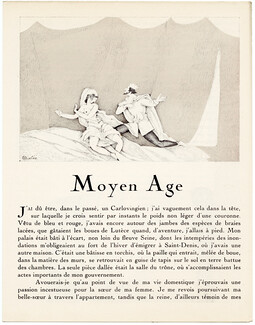 Histoire du Moyen Age, 1924 - Charles Martin, Roi Carlovingien. La Gazette du Bon Ton, n°7, Texte par Marcel Astruc, 4 pages