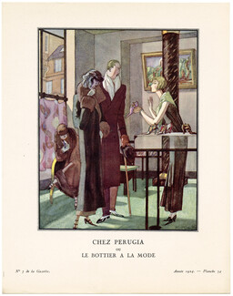 Chez Perugia — ou — Le Bottier à la Mode, 1924 - Pierre Mourgue. La Gazette du Bon Ton, n°7 — Planche 34