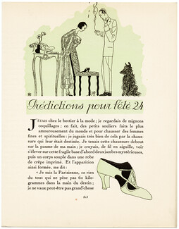 Prédictions pour l’été 24, 1924 - Pierre Mourgue, Perugia. La Gazette du Bon Ton, n°8, Texte par Célio, 4 pages