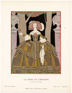 La Rose de l'Infante, 1924 - George Barbier, Costume de Worth. La Gazette du Bon Ton, n°8 — Planche 42