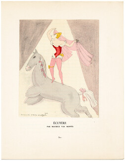 Écuyère, 1924 - Maurice Van Moppès, Circus Horse Rider. La Gazette du Bon Ton, n°8