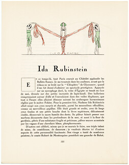 Ida Rubinstein, 1924 - A. É. Marty. La Gazette du Bon Ton, n°9, Text by George Barbier, 4 pages
