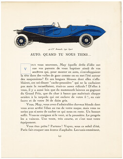 Auto, Quand Tu Nous Tiens, 1924 - Pierre Mourgue, Automobiles Renault. La Gazette du Bon Ton, n°9, Text by James de Coquet, 4 pages