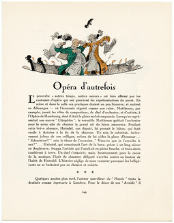 Opéra d’Autrefois, 1924 - Pierre Brissaud. La Gazette du Bon Ton, n°9, Texte par George Cecil, 4 pages