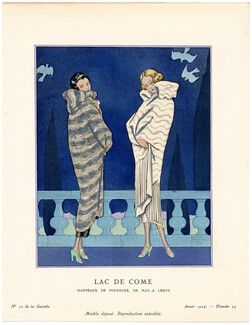 Lac de Côme, 1924 - George Barbier, Manteaux de fourrure, de Max-A. Leroy. La Gazette du Bon Ton, n°10 — Planche 54