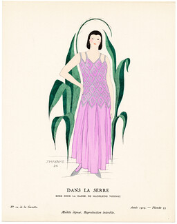 Dans la Serre, 1924 - Thayaht, Robe pour la danse, de Madeleine Vionnet. La Gazette du Bon Ton, n°10 — Planche 55
