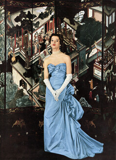 Balenciaga 1954 Strapless Dress, Taffetas de soie, Corsage, Traîne, Photo Seeberger