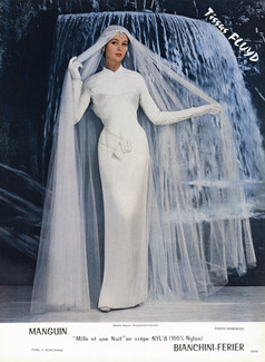 Lucile Manguin 1957 Wedding Dress, Bianchini Férier, Photo Seeberger