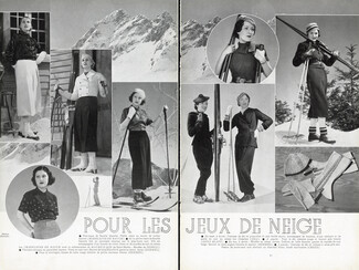 Pour les jeux de neige, 1934 - Hermès (3), Madeleine de Rauch (2), Léda, Anny Blatt, Creed, Ski, Photos Dorvyne