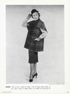 Hermès 1951 Costume de voyage écossais, tricot en lainage jaune vif