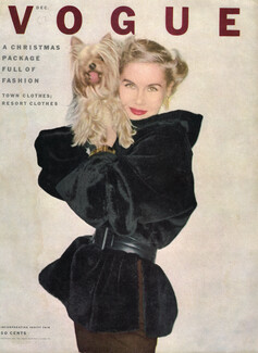 Vogue Cover 1952 Bonnie Cashin Outdoor Overblouse, Yorkshire Terrier, Photo Clifford Coffin