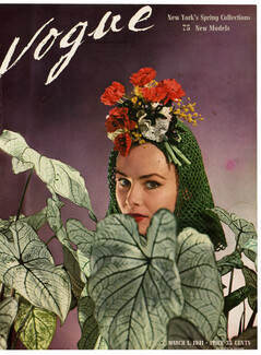 Vogue Cover March 1, 1941 Colours from a garden, Spring Hat, Photo Rawlings