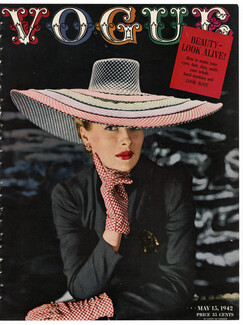 Vogue Cover May 15, 1942 Hat & Gloves Florence Reichman, Photo Rawlings