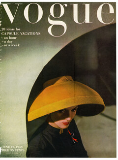 Vogue Cover June 15, 1943 Yellow Scoop Bonnet, John Frederics, Photo Horst