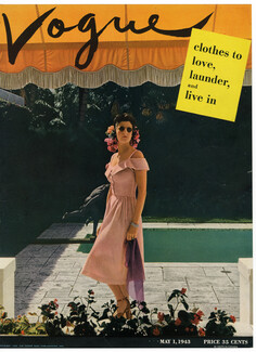 Vogue Cover May 1, 1943 Pink Supper Dress, Photo Rawlings