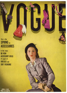 Vogue Cover April 1, 1943 Spring Accessories, Lilly Daché, Photo Rawlings