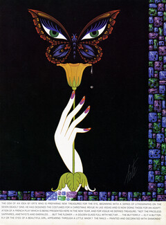 Erté 1969 The Gem of an Idea, Butterfly Mask, Diamond Nails