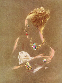 Mauboussin 1946 Flower Bracelet, Necklace, Ring Pierre Pagès