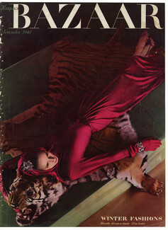 Harper's Bazaar Cover November 1941 Tiger Rug, Nettie Rosenstein, Milton Schepps, Photo Hoyningen-Huene