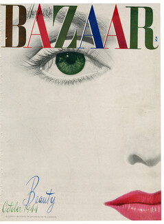 Harper's Bazaar Cover October 1944 Beauty, Dorothy Gray's Lipstick, Photo Rouben Samberg