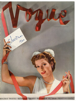 American Vogue Cover December 15, 1940 Ruby and Diamonds from Tiffany & Company, Photo Rawlings
