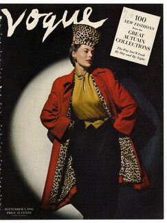 American Vogue Cover September 1, 1942 Coat and Dress Thalhimers, Photo Rawlings