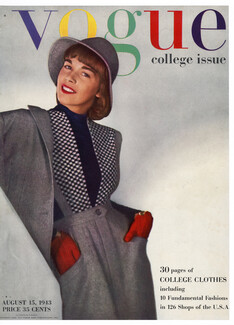 American Vogue Cover August 15, 1943 College Fashions, Photo Horst