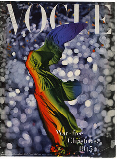 American Vogue Cover December 1, 1945 Victory of Samothrace, Photo Blumenfeld