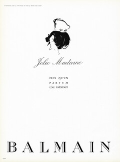 Pierre Balmain (Perfumes) 1956 Jolie Madame, Muff, René Gruau