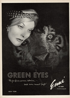 Esmé of Paris (Perfumes) 1944 Green Eyes, Tiger