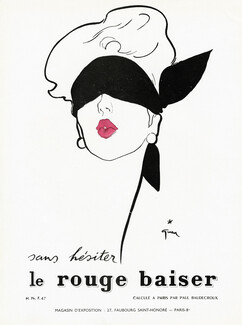 Rouge Baiser (Cosmetics) 1950 René Gruau (Scarf C)
