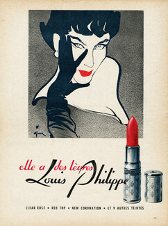 Louis Philippe (Cosmetics) 1952 René Gruau, Lipstick