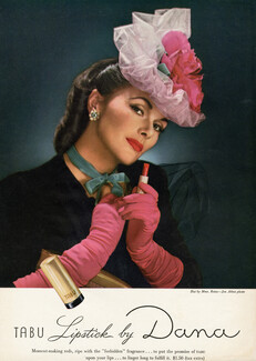 Dana (Cosmetics) 1945 Photo Jon Abbot, Tabu Lipstick