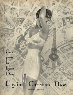 Christian Dior (Lingerie) 1955 Girdle, Bra, Eiffel Tower, Photo Marai-Marforen