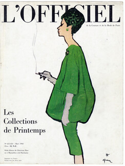 Christian Dior 1960 Robe blouse, Ducharne, L'Officiel Cover, René Gruau