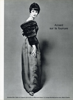 Christian Dior 1960 Evening Gown, Lorganza Bianchini Férier, Bolero Fur, Cartier