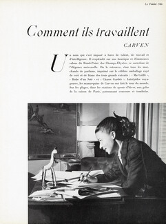 Comment ils travaillent, 1951 - Carven, Photos Seeberger, 2 pages