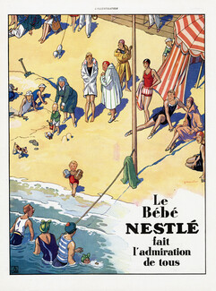 Bébé Nestlé 1929 Baby, Beach, G. Bourdier