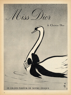 Christian Dior (Perfumes) 1959 Miss Dior, Swan, René Gruau (L)