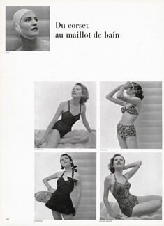 Swimwear 1951 J. Berlé, Charmis, Cadolle, Laure Belin, CCC (bathing cap)